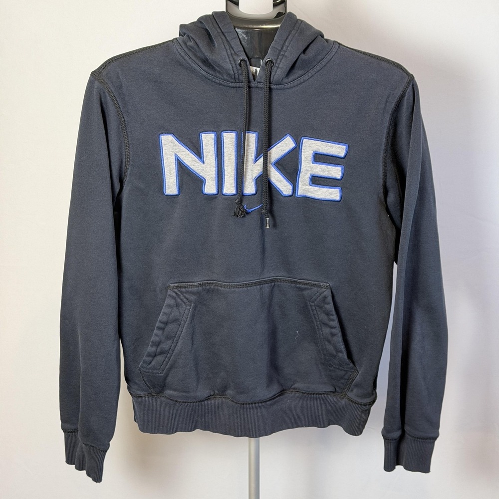 Nike Hoodie Mens Small Black Fleece Pullover Sweatshirt Big Logo Athletic